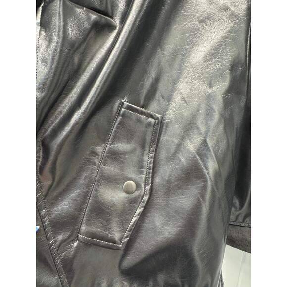Bar III Plus 3X Silver Foil Faux Leather Bomber Jacket Metallic Moto Biker Disco - Picture 7 of 13